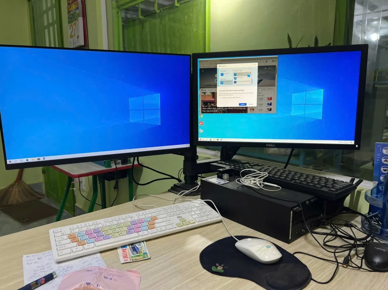 Bộ máy tính văn phòng hai màn hình sau khi được Phúc Lộc Tech cấu hình